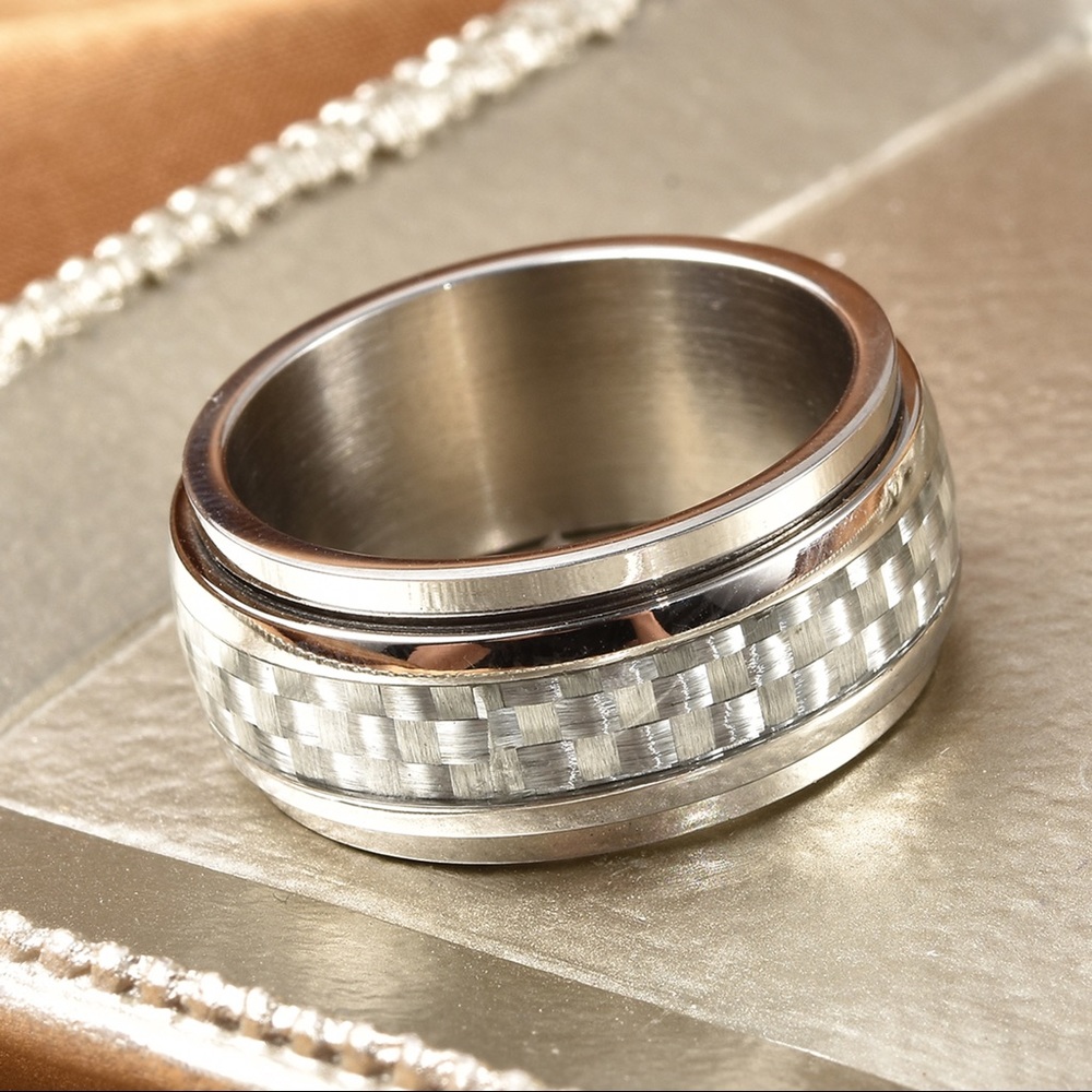 Textured Pattern Spinner Band Ring - Picture 2 of 5